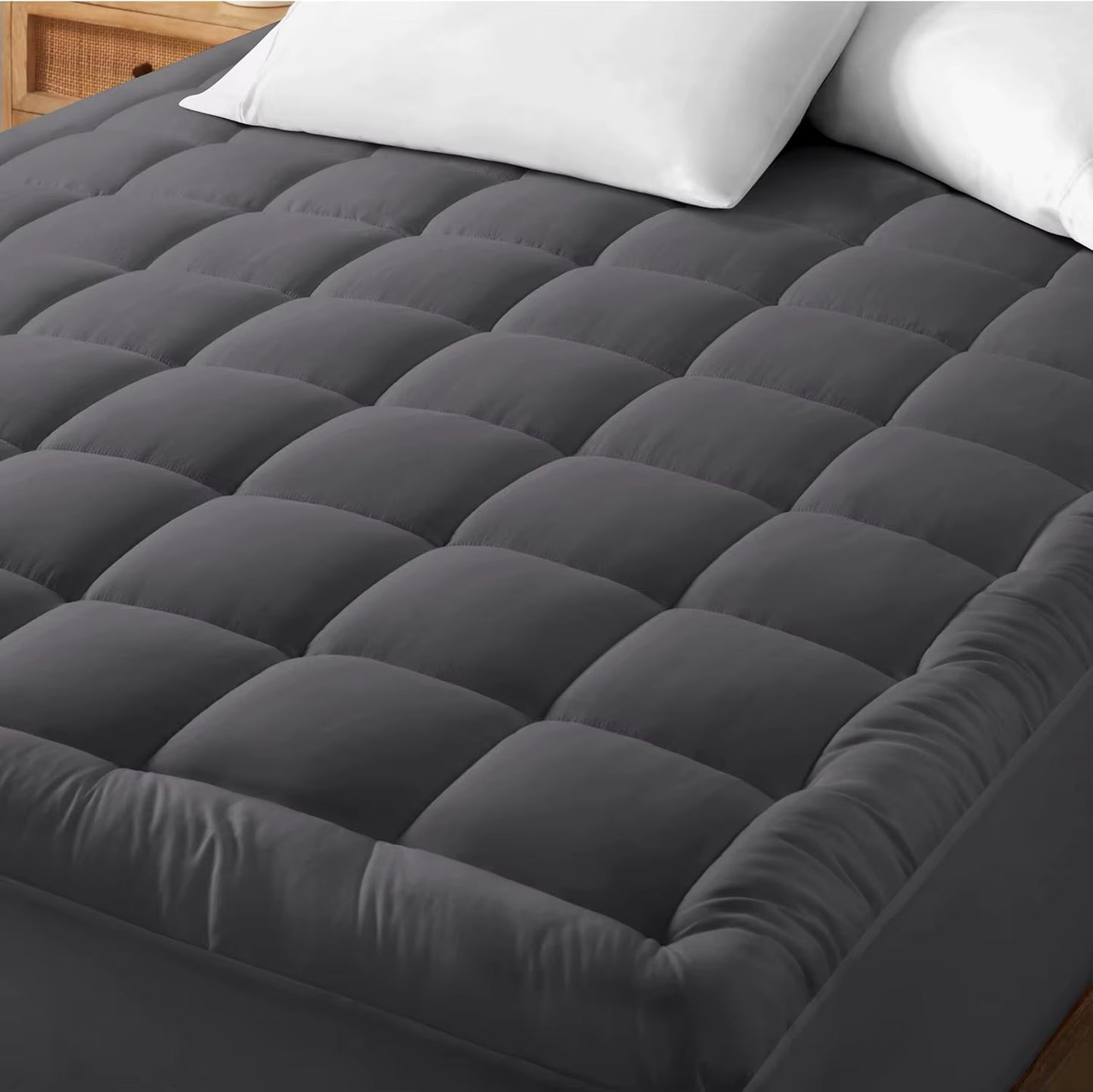 Soft Mattress Topper Plush Pillow Top for Mattress - Fitted Mattress Pad Cover, Cooling Breathable Air Flow, 8-21" Deep Pocket